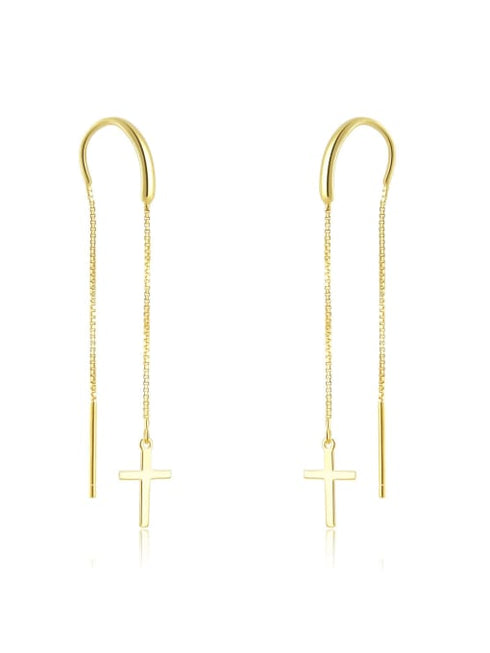 Cercei din argint Cruce (Silver/Gold)